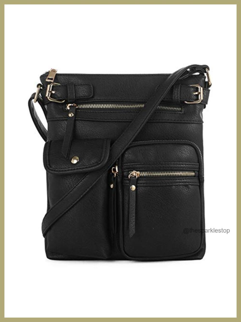 Vegan PU Leather Crossbody Bag with Multiple Pockets Adjustable Strap